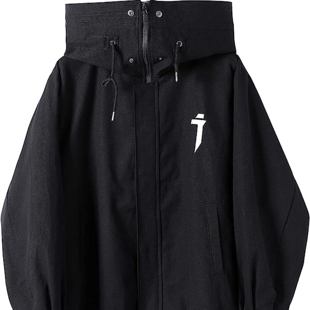 Niepce Men's Techwear i-tech Black Jacket Coat Streetwear Windbreaker (Medium)